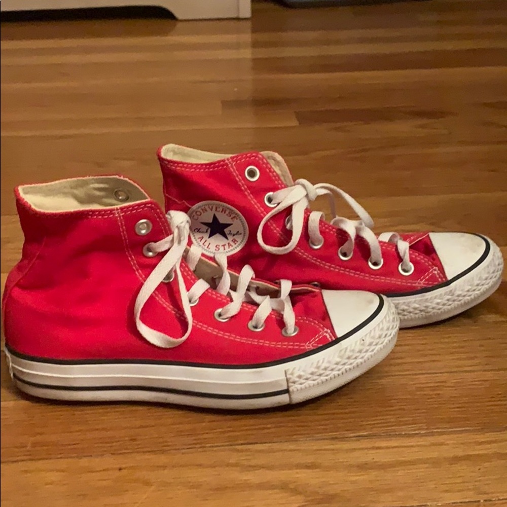 Red Converse high tops